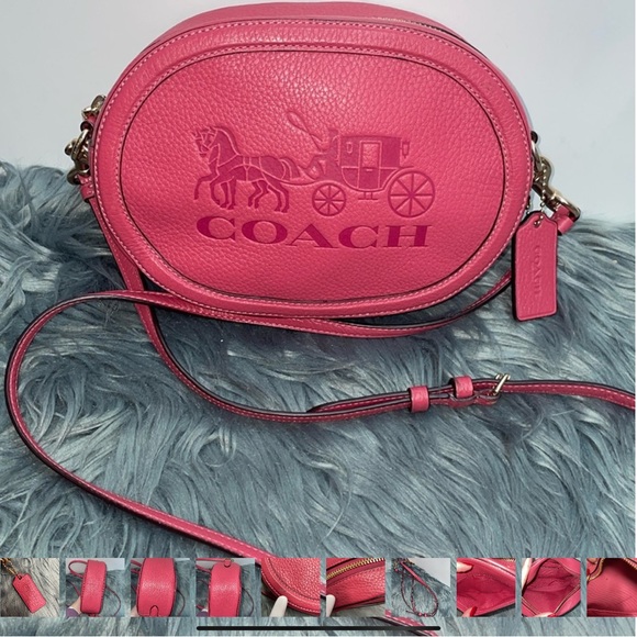 Coach Handbags - Coach Pink Leather Crossbody Bag with Embossed Design